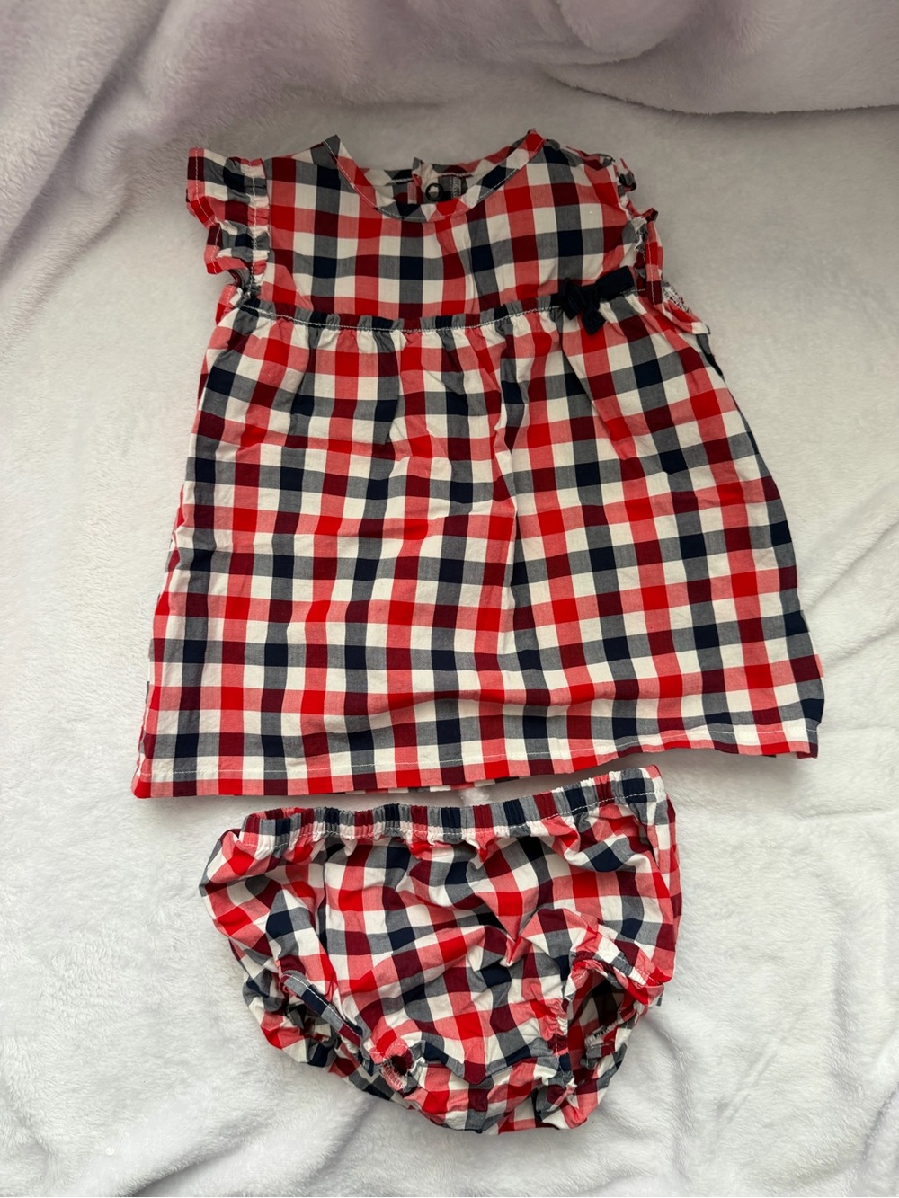Carter's Red Navy White Gingham Dress with Bloomers